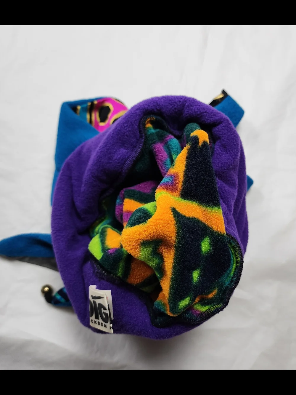 VTG 1990 DIGME JESTER/JOKER BEANIE SKI CAP ECLECTIC MIX OF COLOURS ONE SIZE